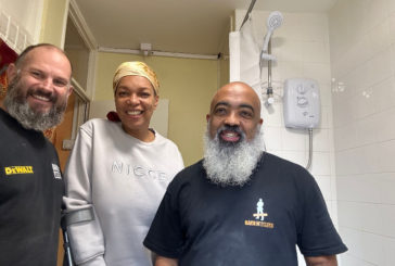 Charity volunteers complete bathroom project and receive a shower of thanks 