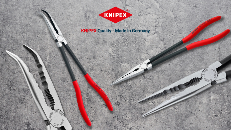 Reach tight spaces with KNIPEX Long Reach Needle Nose Pliers