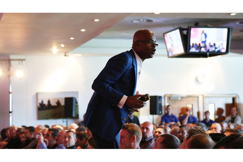 Kriss Akabusi delivers speech at Live South