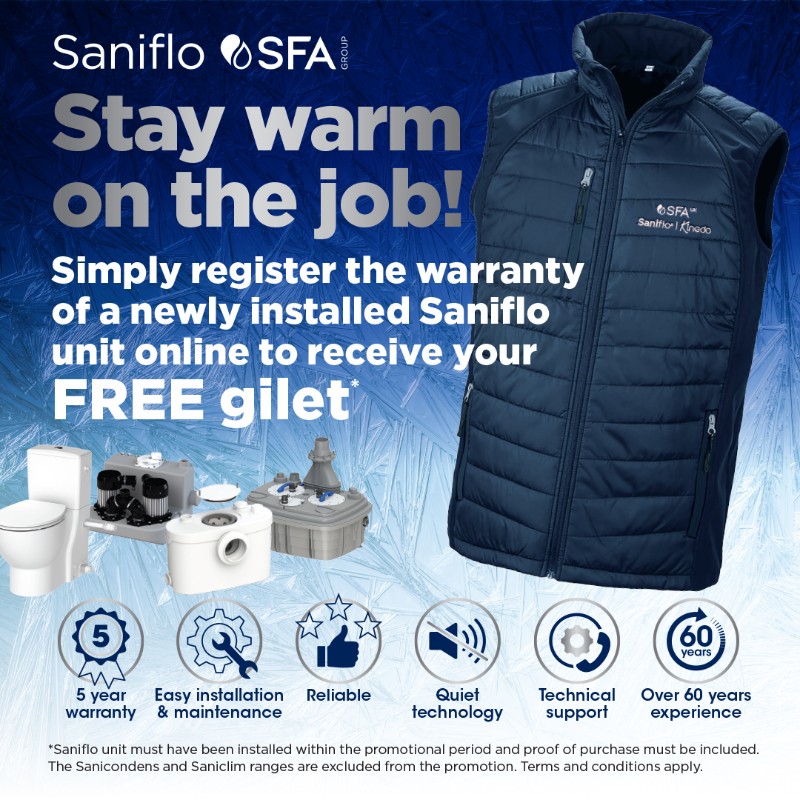 Claim a FREE gilet from Saniflo 