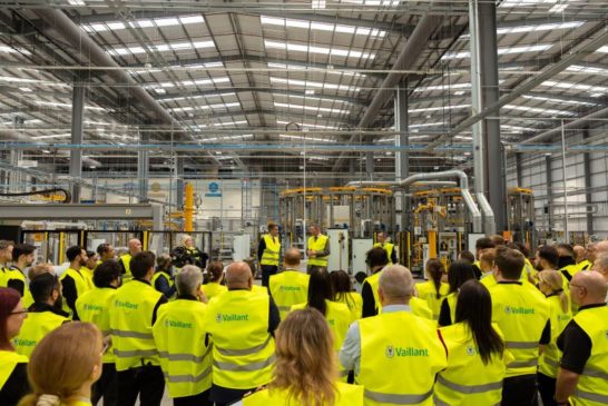 Energy Secretary Ed Miliband visits Vaillant’s new hot water cylinder plant in Derbyshire  