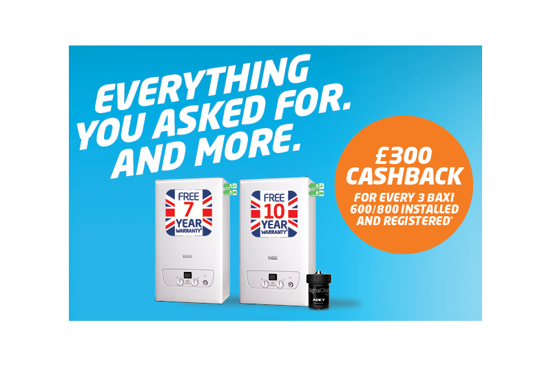 Baxi 800 range launches with cashback offers and prize draws