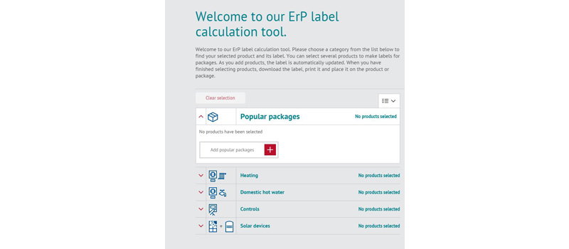 ErP calculator is a plus for installers