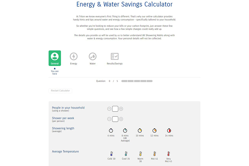 Triton Showers unveils water and energy savings calculator